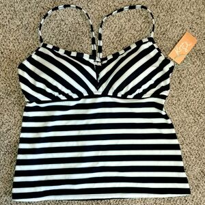 NWT Kona Sol Blue & White Stripe Tankini Swimsuit Top Women's Size Large